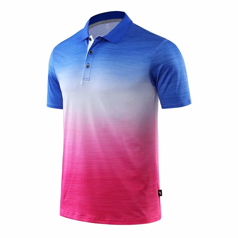 Men Tennis shirts Outdoor sports lapel-neck clothing Running workout badminton Short sleeves t-shirt tees tops