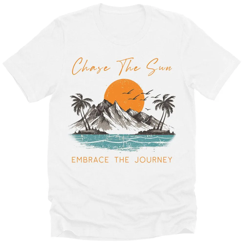 Mens Beach Shirt Chase the Sun Vintage Summer Graphic Tees