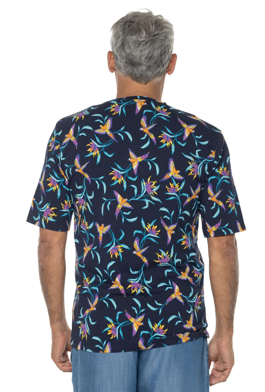 Men's Morada Everyday Short Sleeve T-Shirt | Navy Birds of Paradise