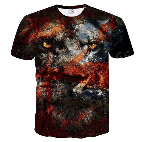 New Fashion 3D Lion Print Designed T-shirt