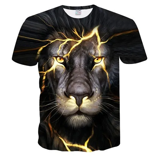 New Fashion 3D Lion Print Designed T-shirt