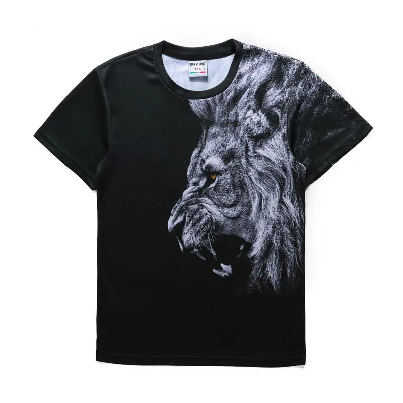 New Fashion 3D Lion Print Designed T-shirt