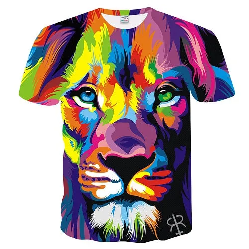 New Fashion 3D Lion Print Designed T-shirt