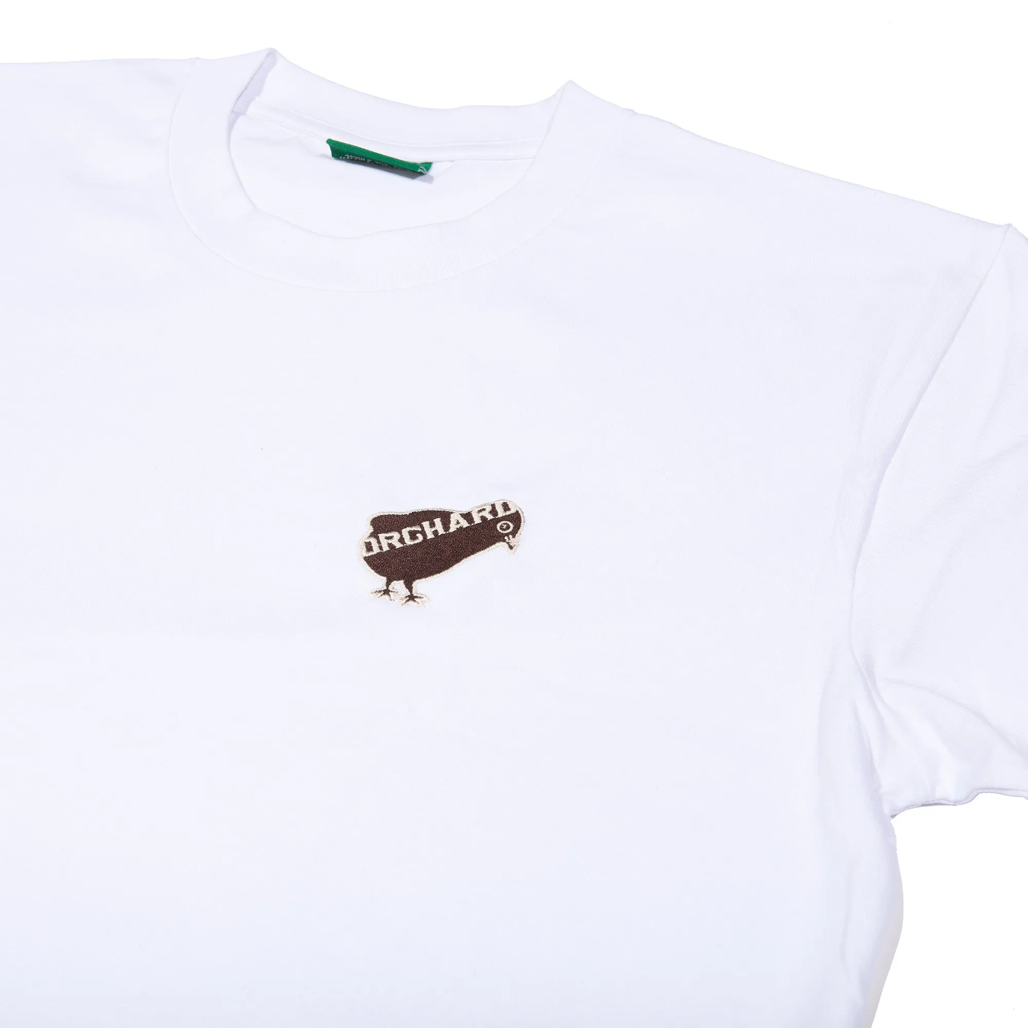 Orchard Emb Bird Logo Tee White/Brown/Cream