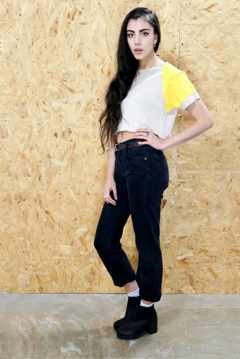 Panelled Crop T-Shirt with Zip Detail