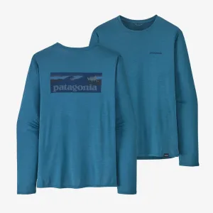 Patagonia Cap Cool Daily Graphic L/S Tee-Boardshort Logo: Wavy Blue X-Dye