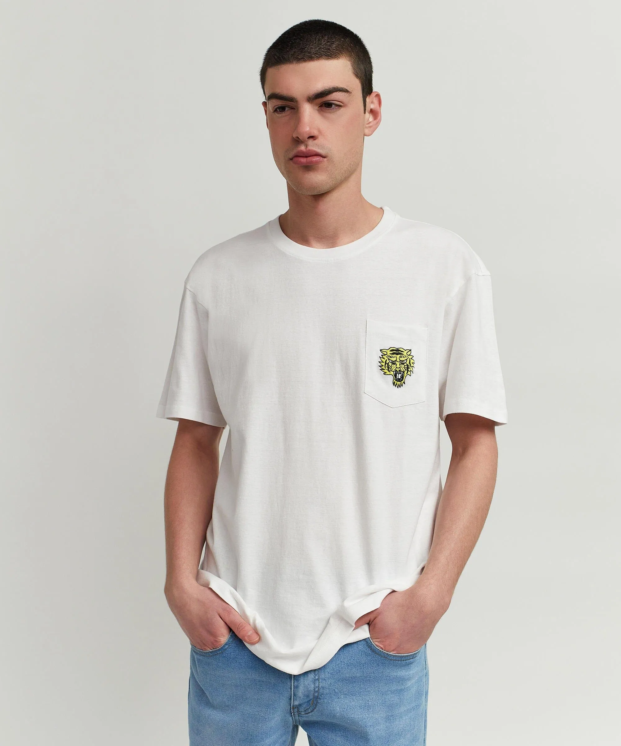 Pave Your Own Path Short Sleeve Graphic Print Embroidered Detail Tee - White