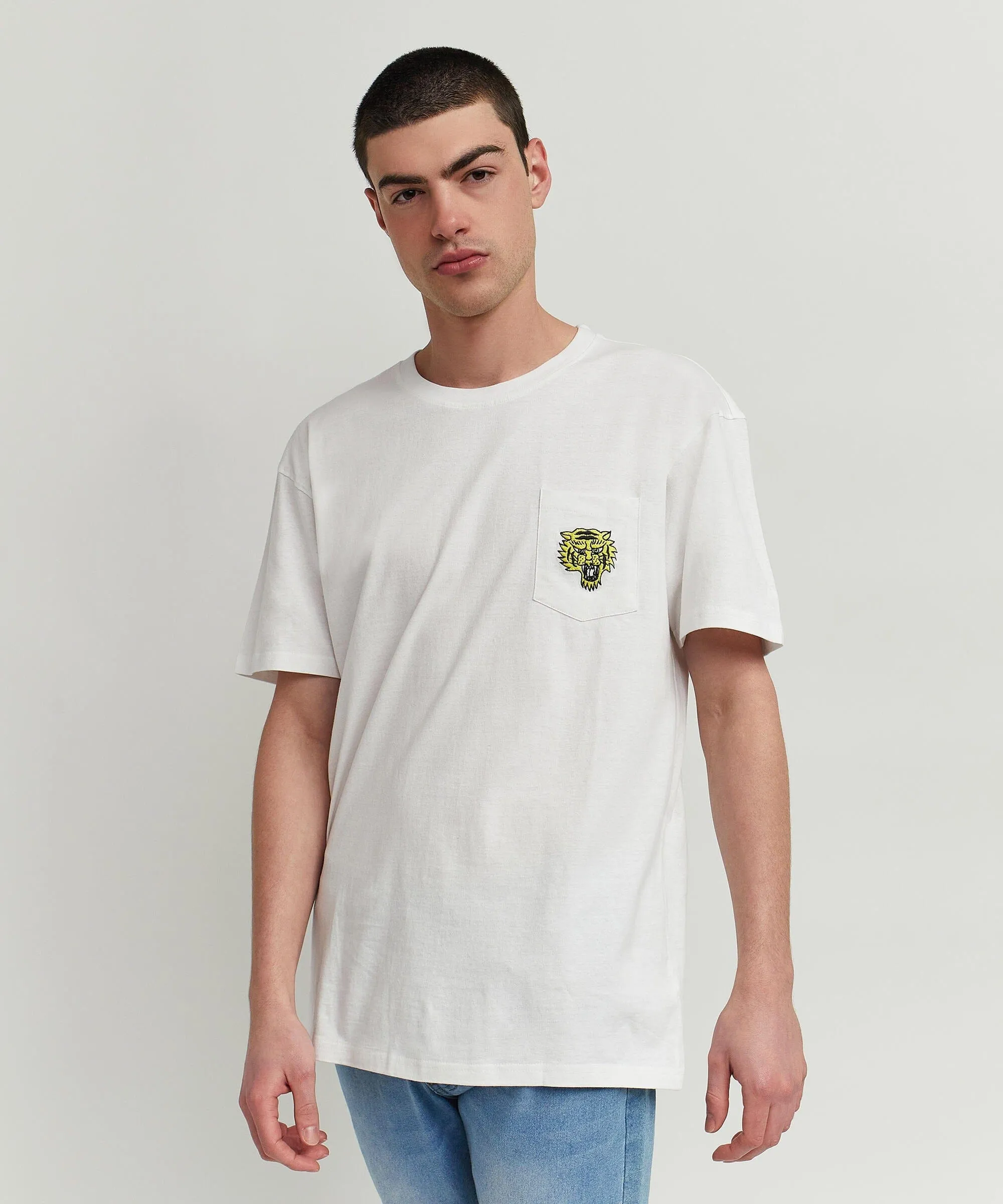 Pave Your Own Path Short Sleeve Graphic Print Embroidered Detail Tee - White