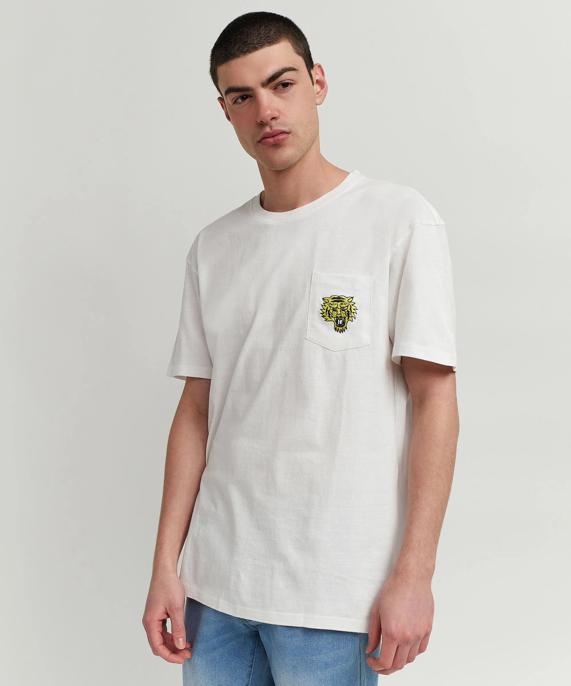 Pave Your Own Path Short Sleeve Graphic Print Embroidered Detail Tee - White