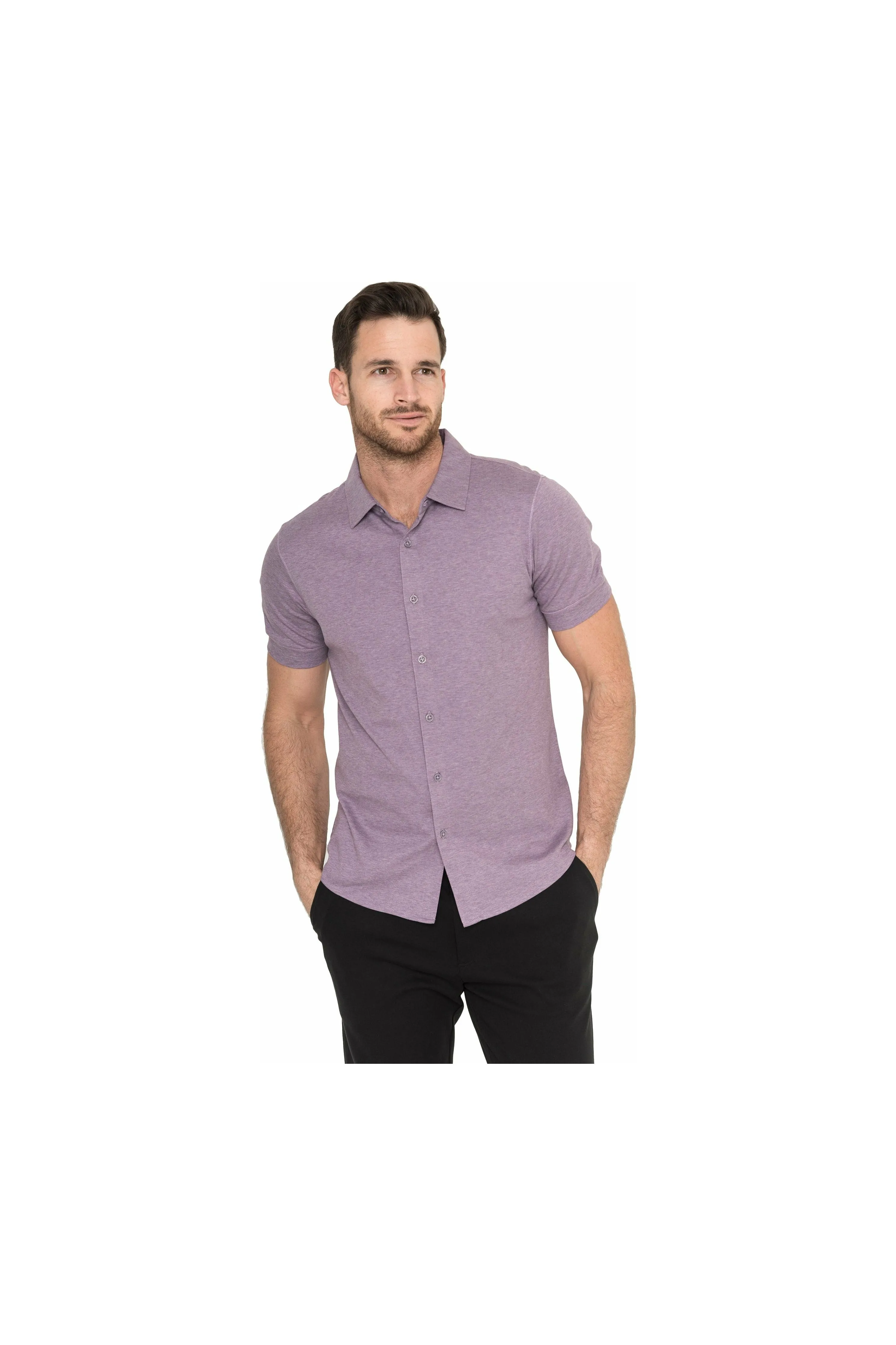 Raffi The Linden Short Sleeve Button Front Shirt RW22210 | Lilac | Clearance Final Sale