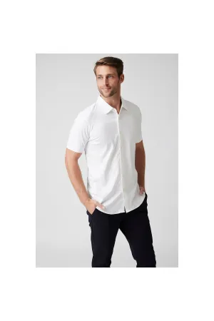 Raffi The Linden Short Sleeve Button Front Shirt RW22210 | White| Aqua Collection