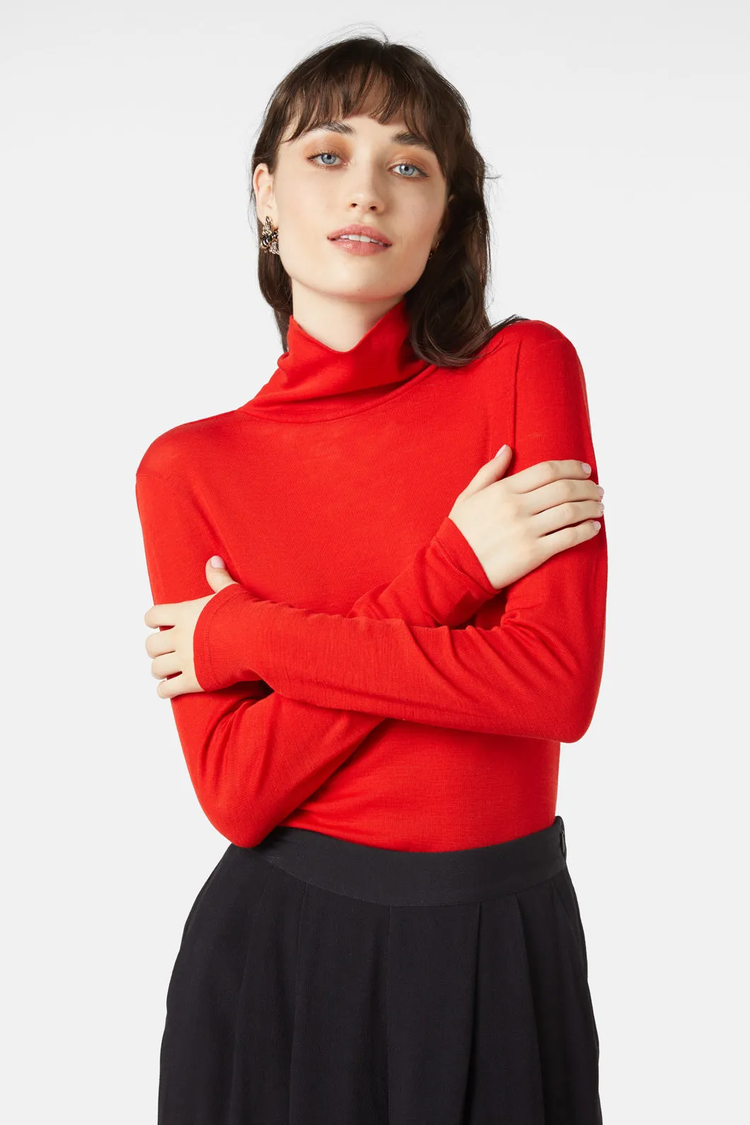 Rib Merino Polo Top