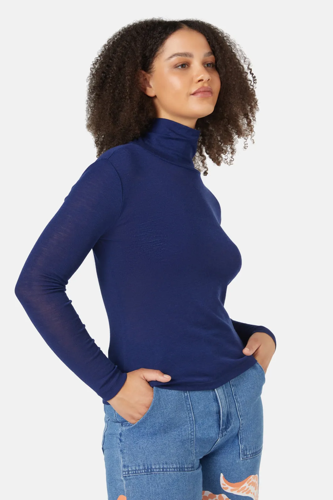 Rib Merino Polo Top