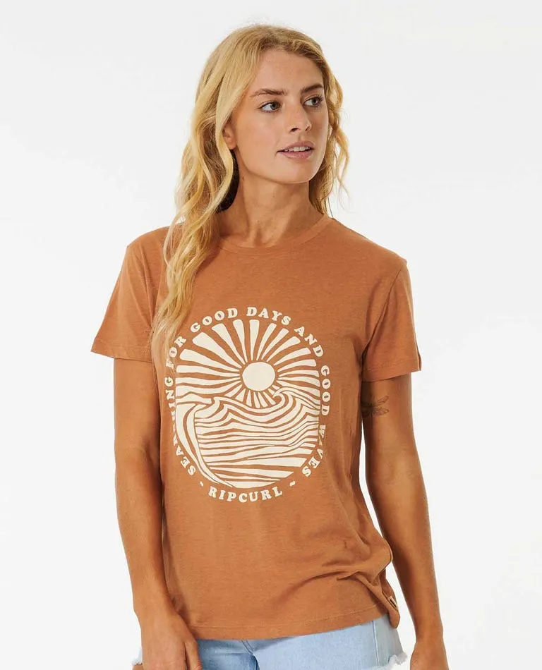 Rip Curl Good Waves Standard Tee-Light Brown