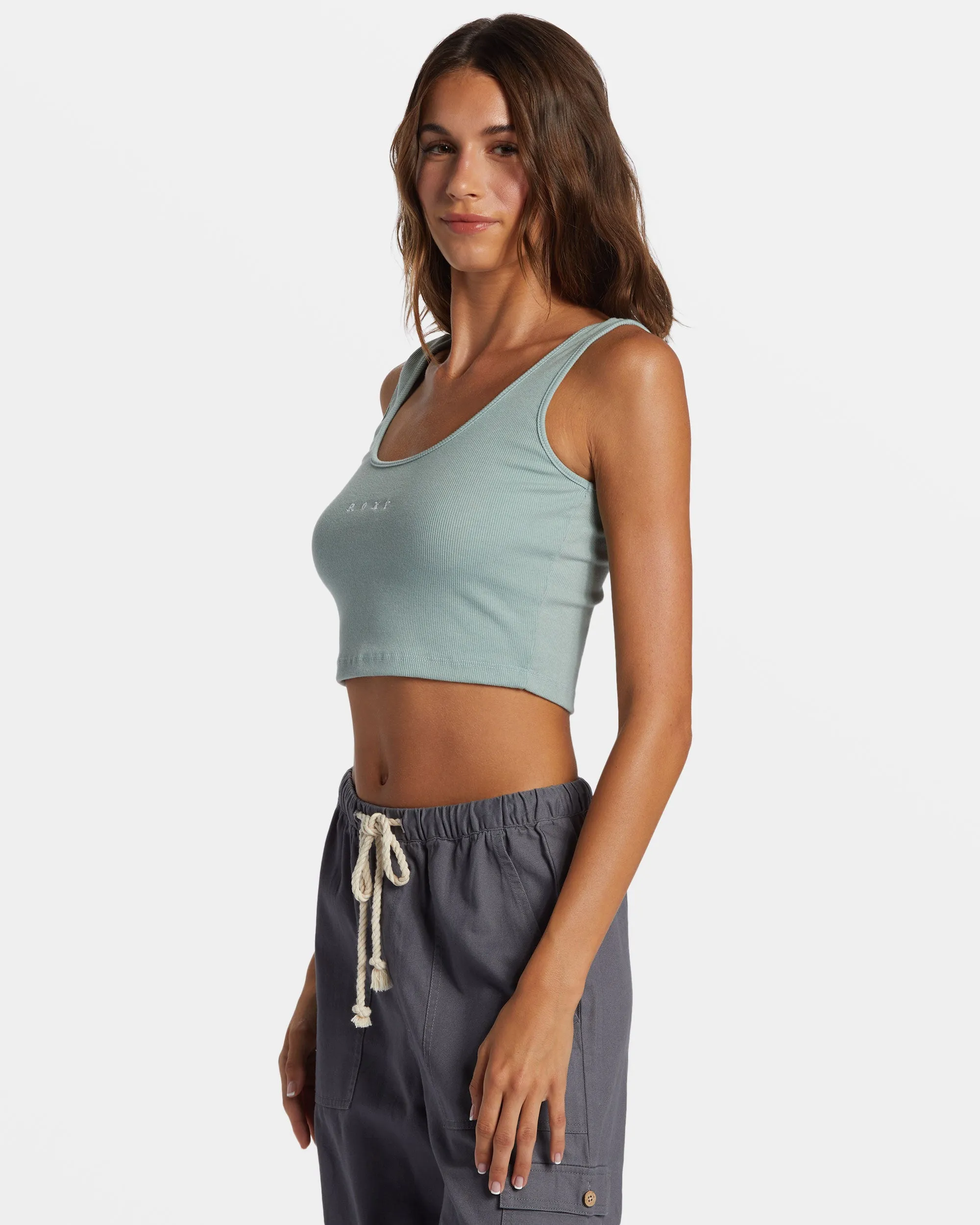 Roxify Dive In Cropped Tank Top - Blue Surf