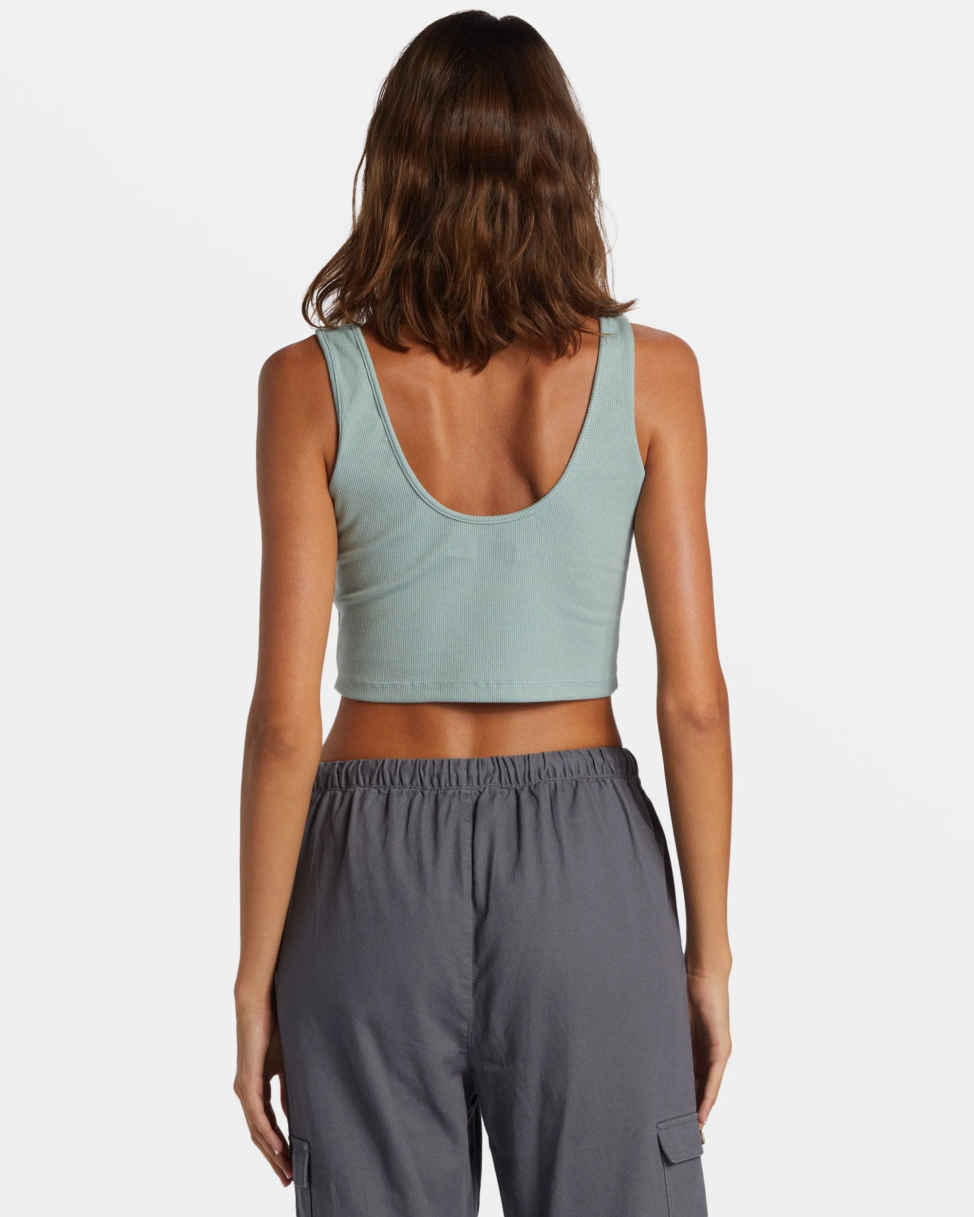 Roxify Dive In Cropped Tank Top - Blue Surf