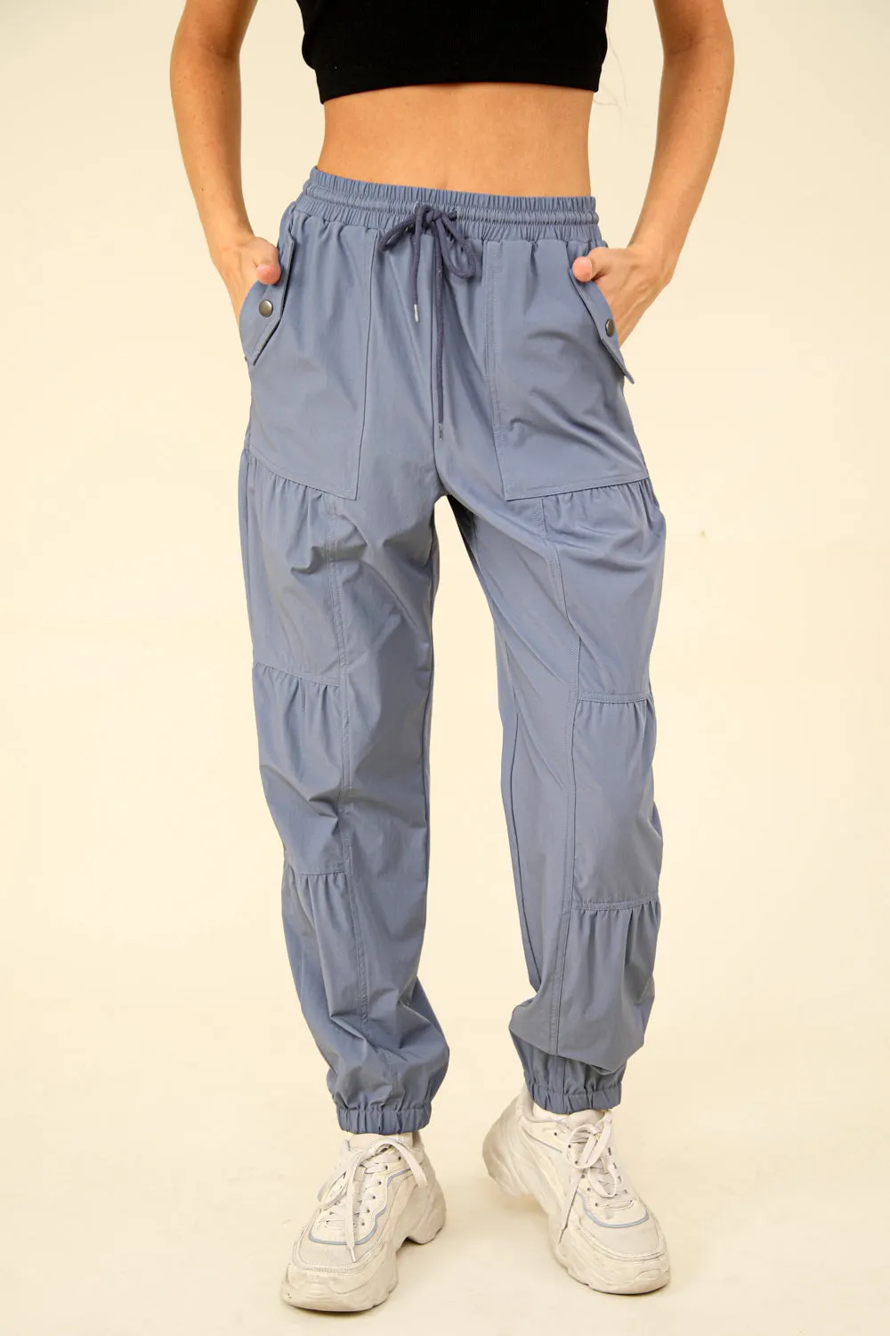 Ruched Jogger Pants | Denim