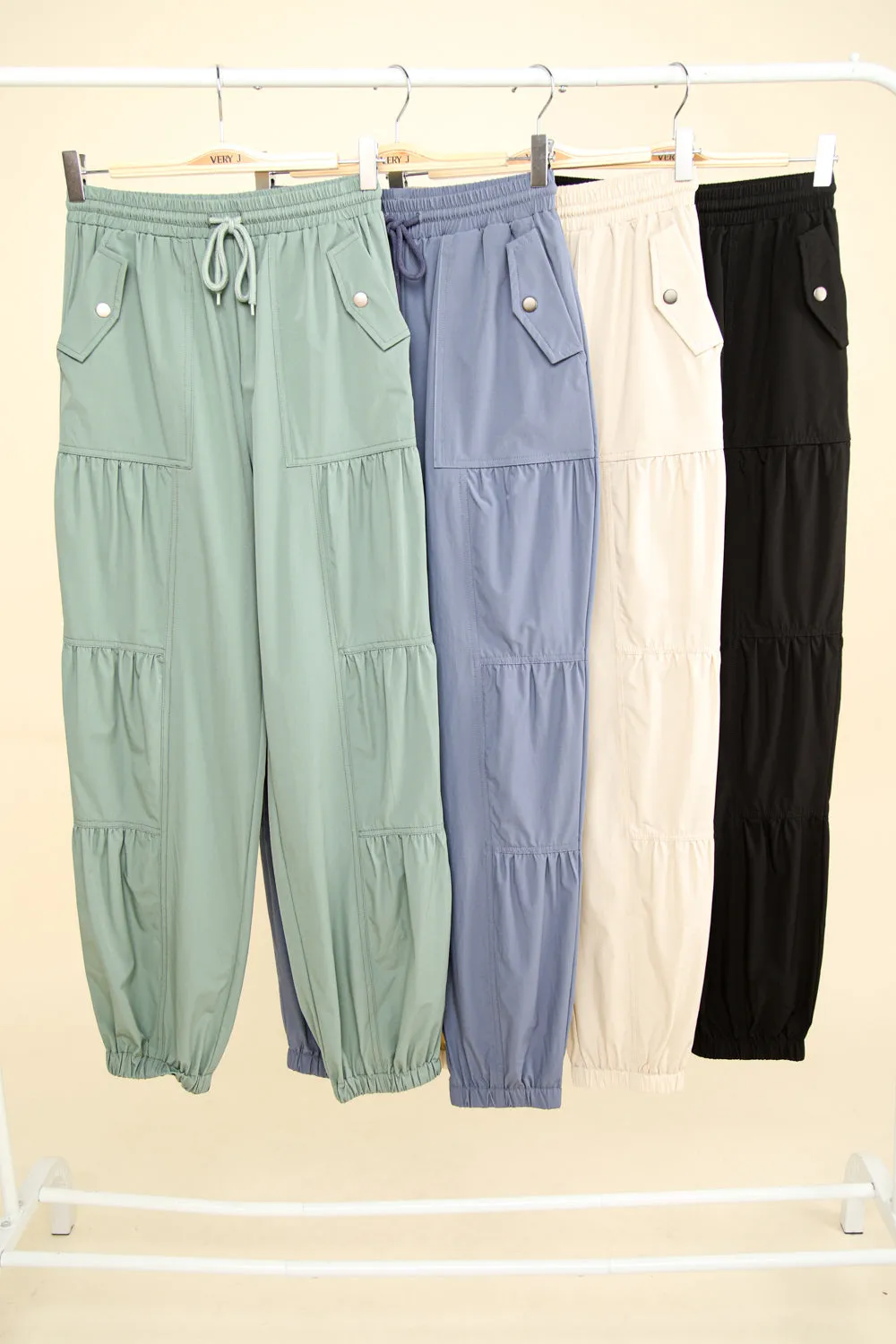 Ruched Jogger Pants | Denim