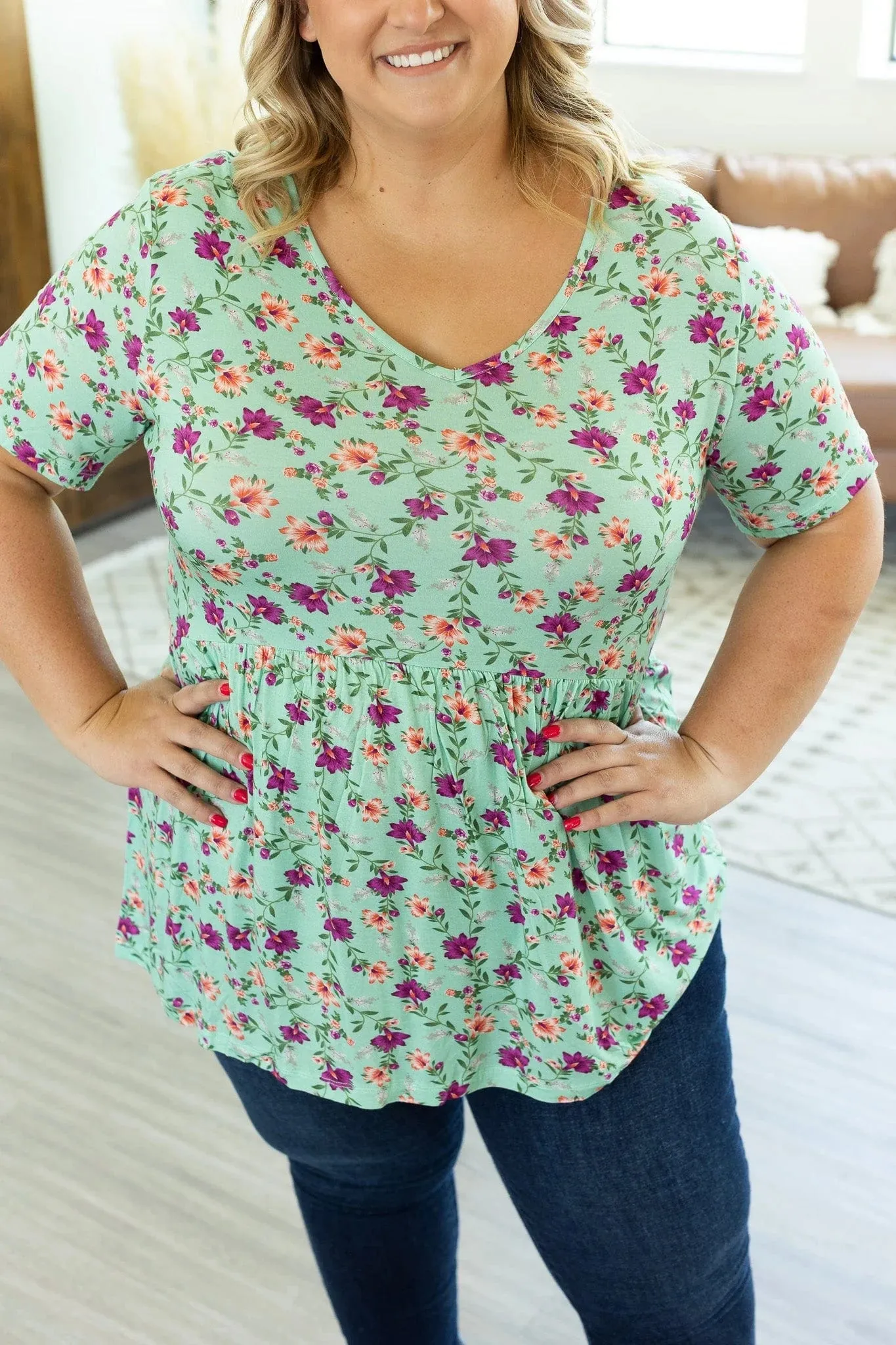 SALE- Flatter   Stretch Mini Ruffle Tees (FLORALS!)