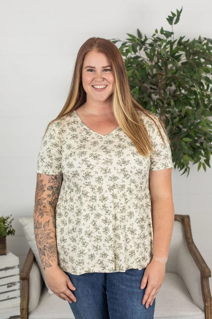 SALE- Flatter   Stretch Mini Ruffle Tees (FLORALS!)