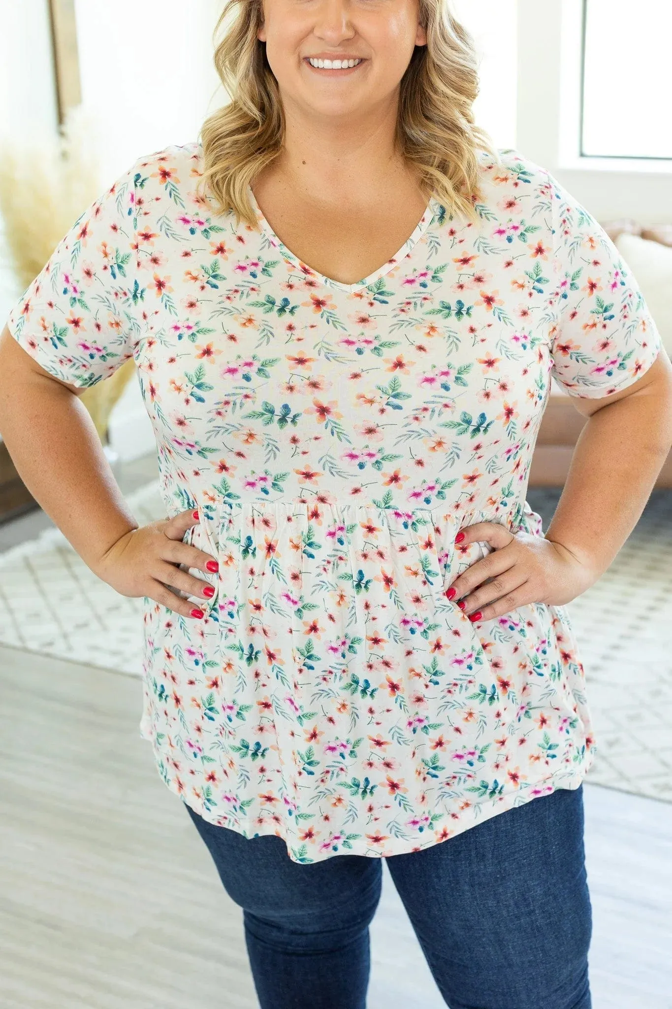 SALE- Flatter   Stretch Mini Ruffle Tees (FLORALS!)