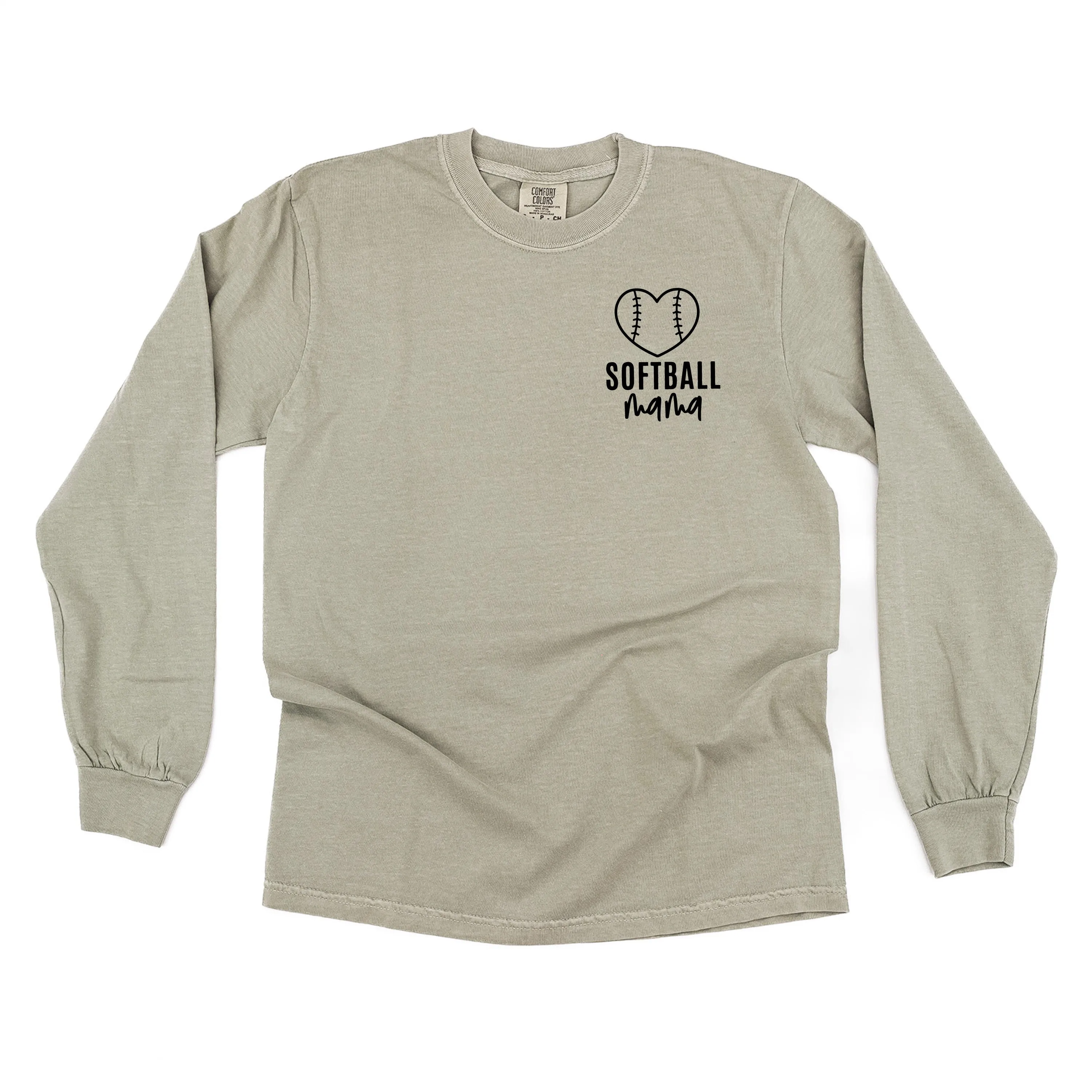 Softball Mama - Pocket Design - LONG SLEEVE COMFORT COLORS TEE