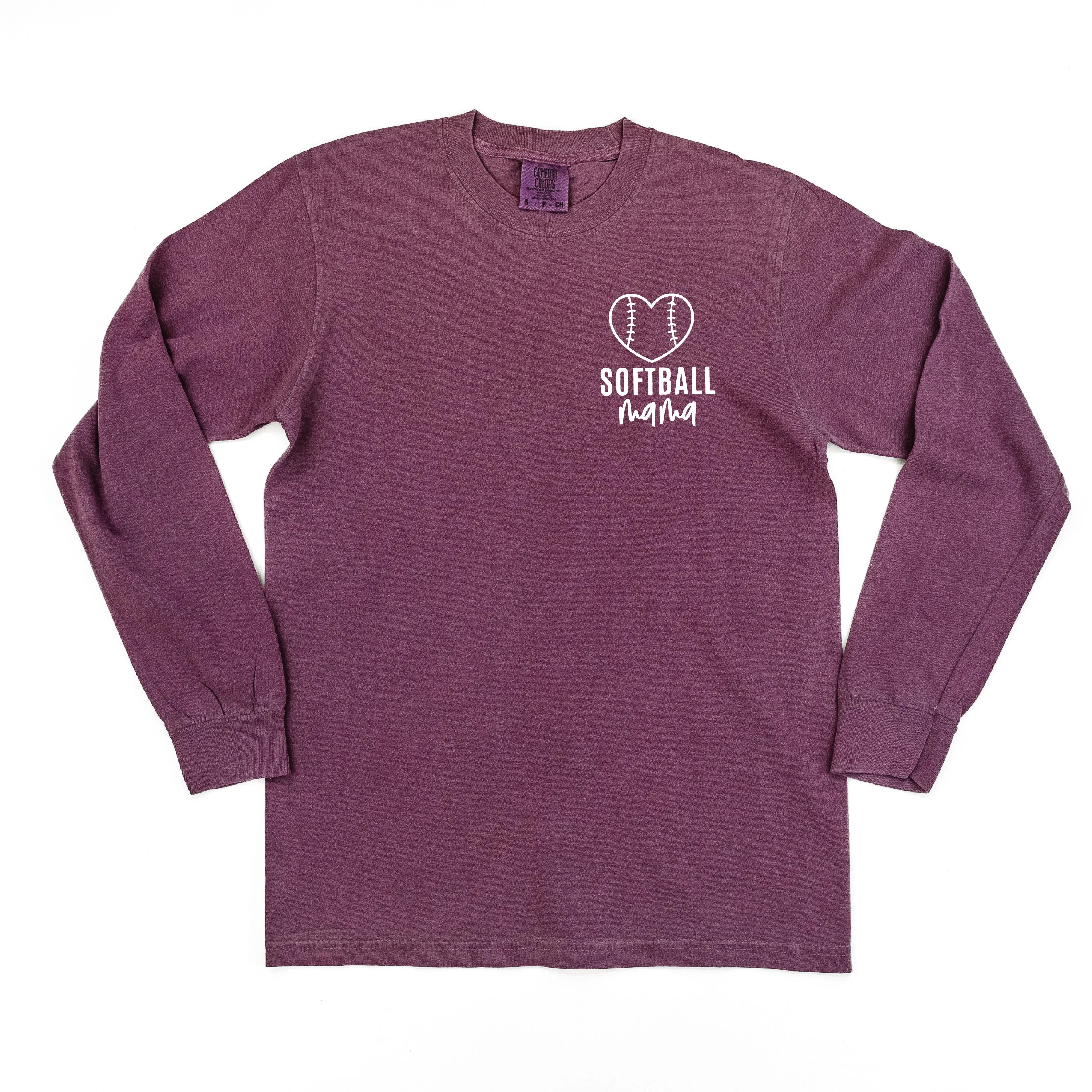 Softball Mama - Pocket Design - LONG SLEEVE COMFORT COLORS TEE