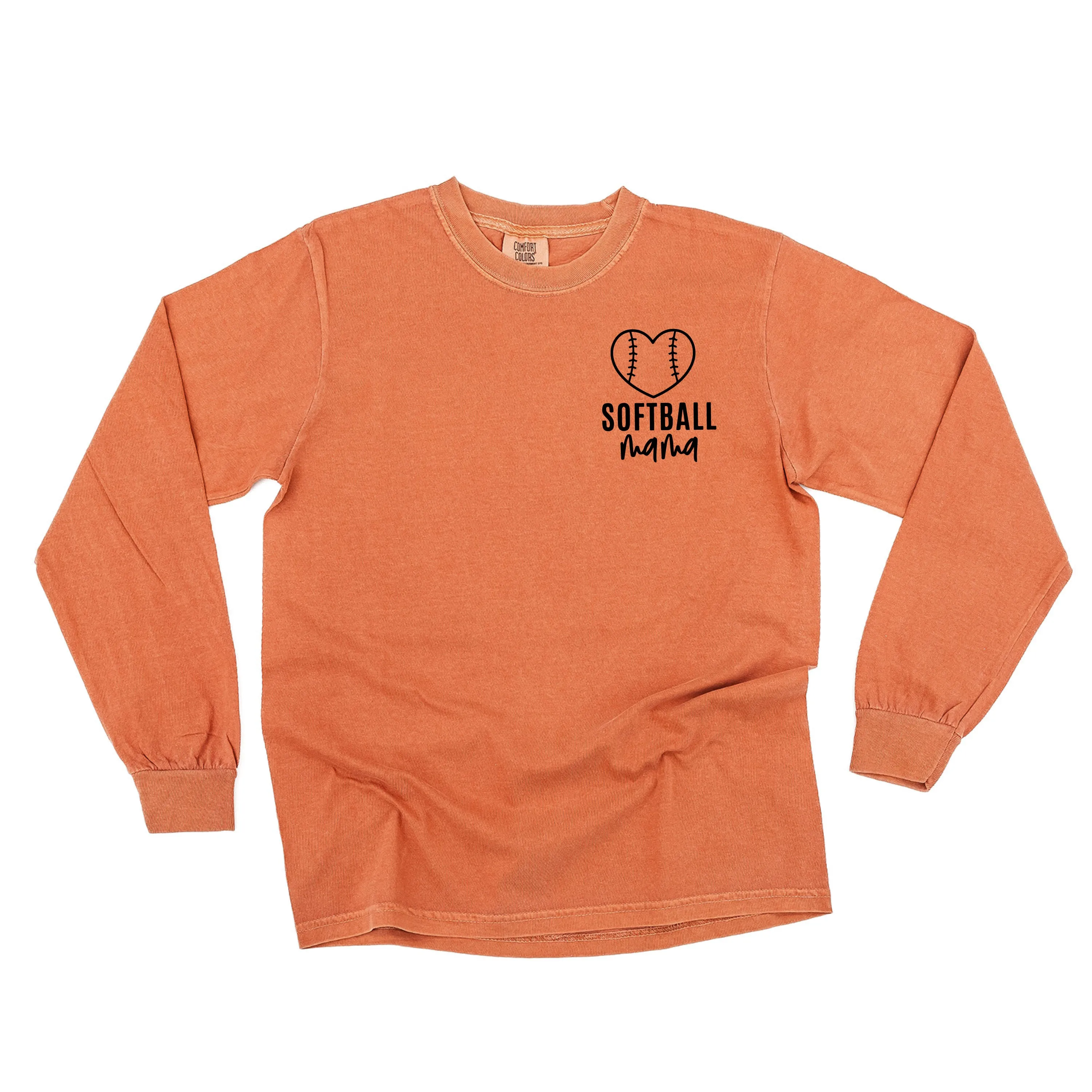 Softball Mama - Pocket Design - LONG SLEEVE COMFORT COLORS TEE