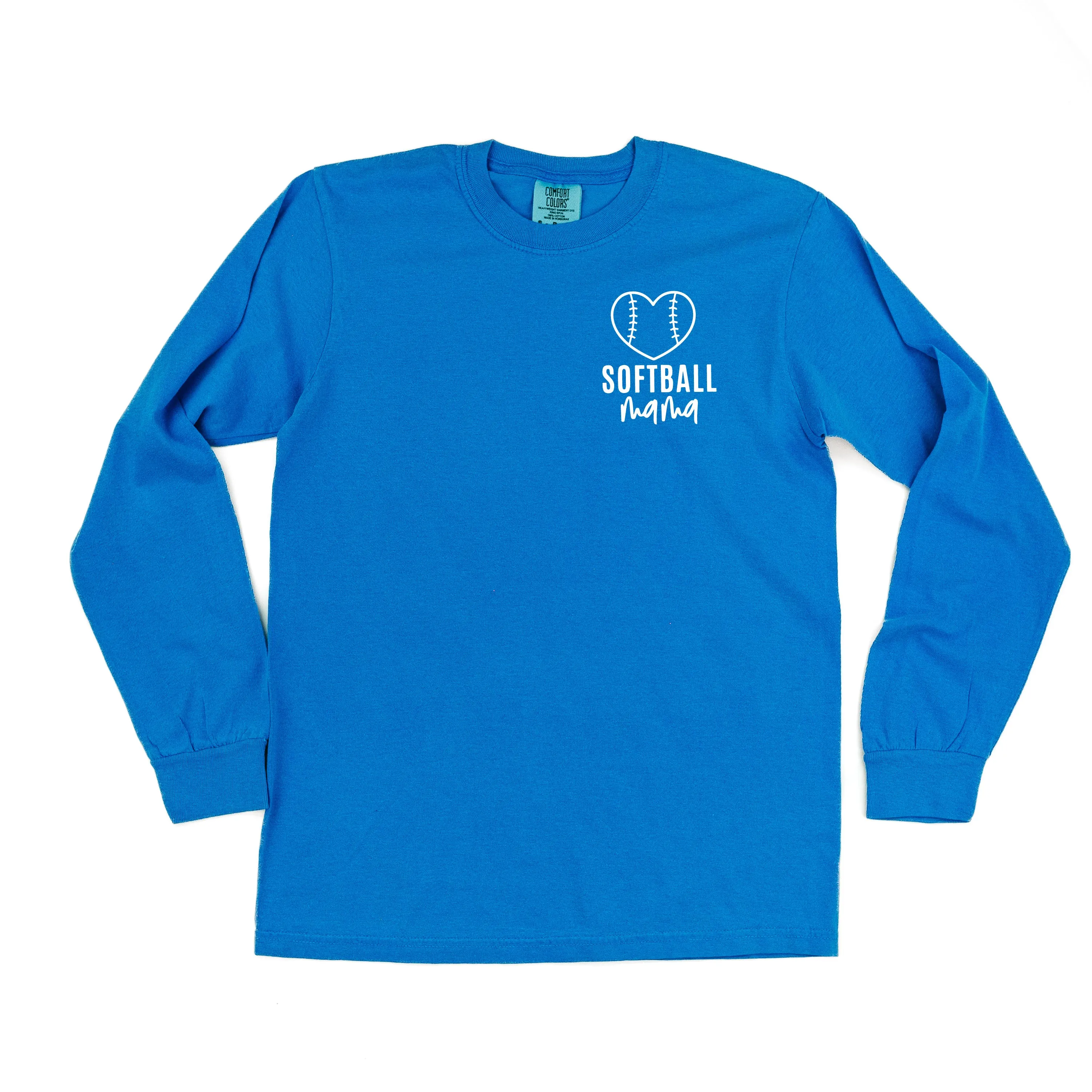 Softball Mama - Pocket Design - LONG SLEEVE COMFORT COLORS TEE