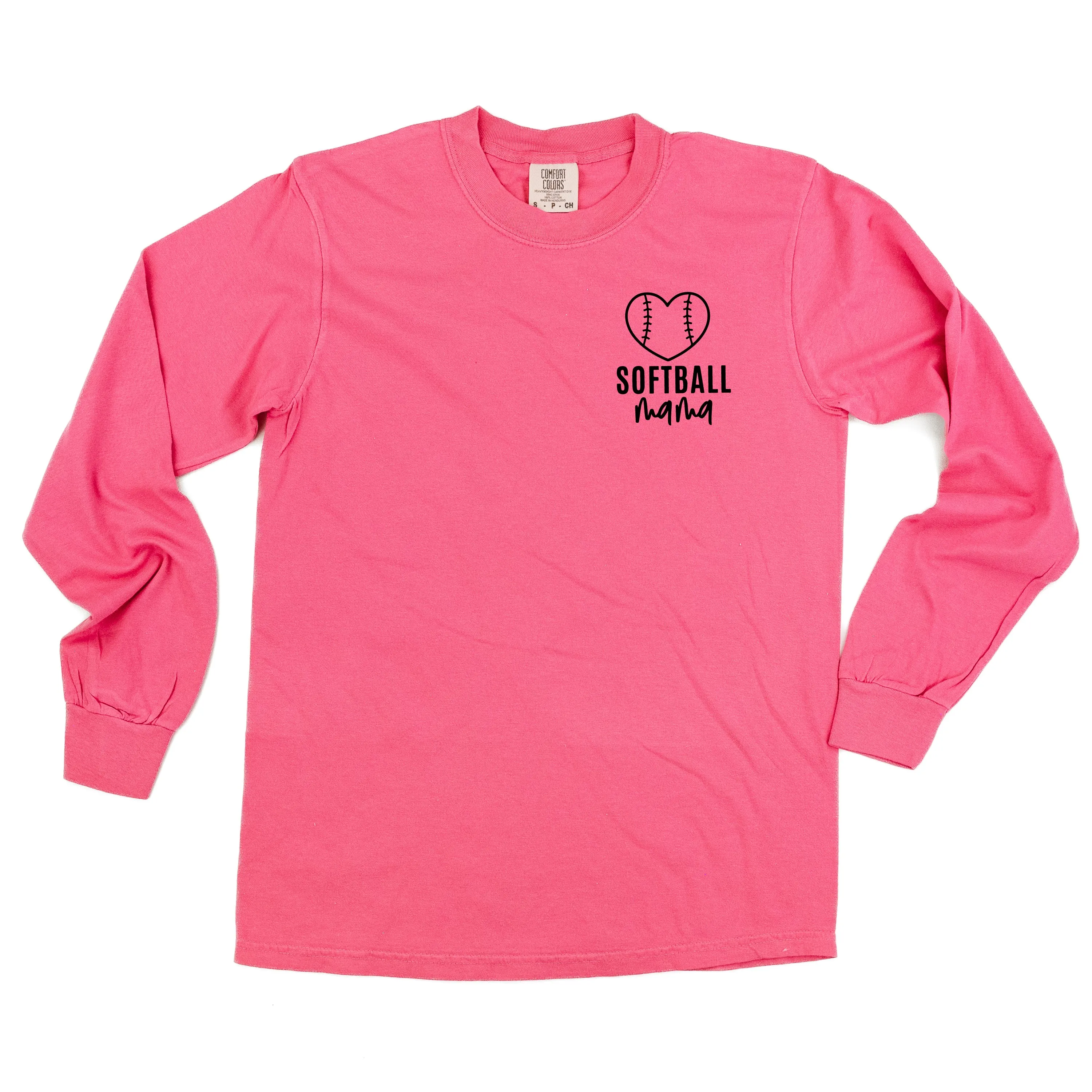 Softball Mama - Pocket Design - LONG SLEEVE COMFORT COLORS TEE