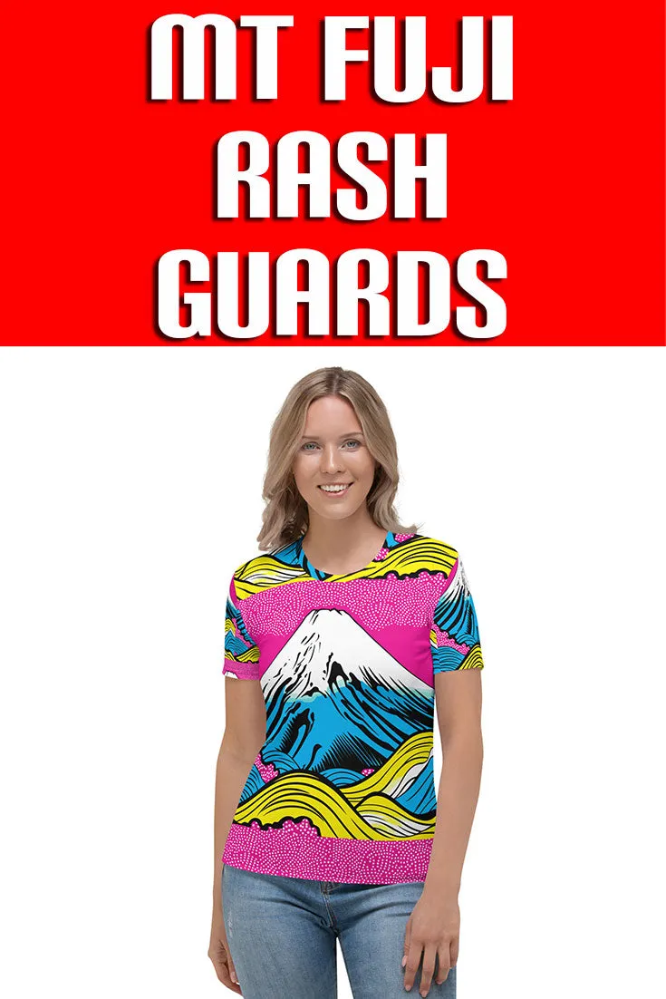 Stand Out in the Ring with Mt Fuji Pop Art Short Sleeve Rash Guards 002