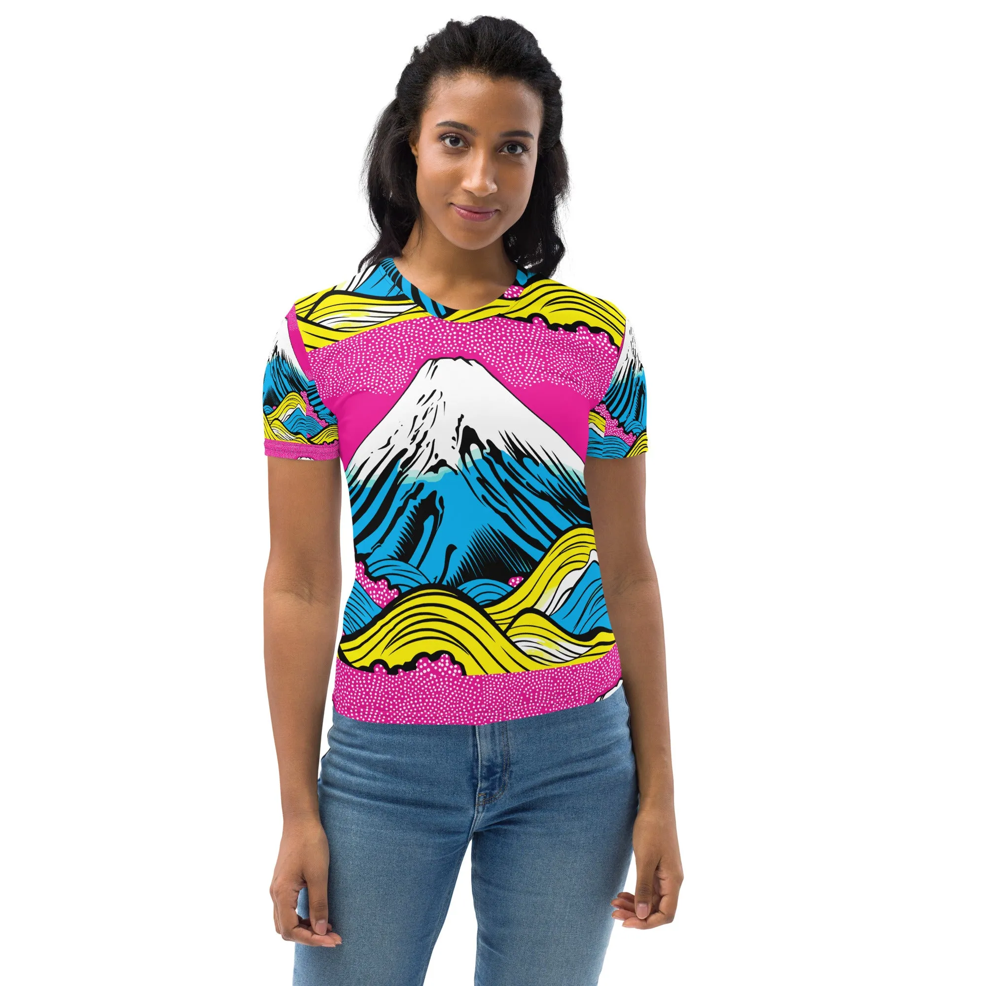 Stand Out in the Ring with Mt Fuji Pop Art Short Sleeve Rash Guards 002