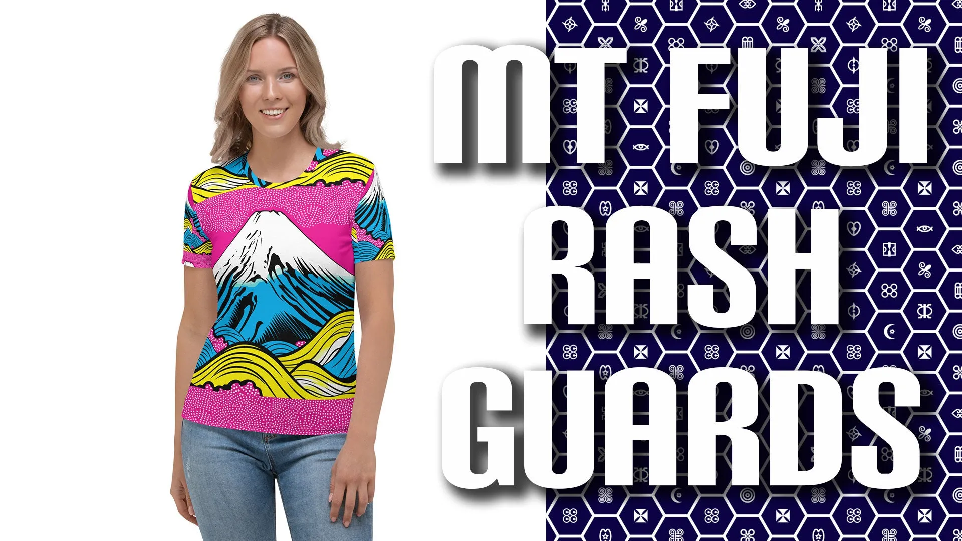 Stand Out in the Ring with Mt Fuji Pop Art Short Sleeve Rash Guards 002