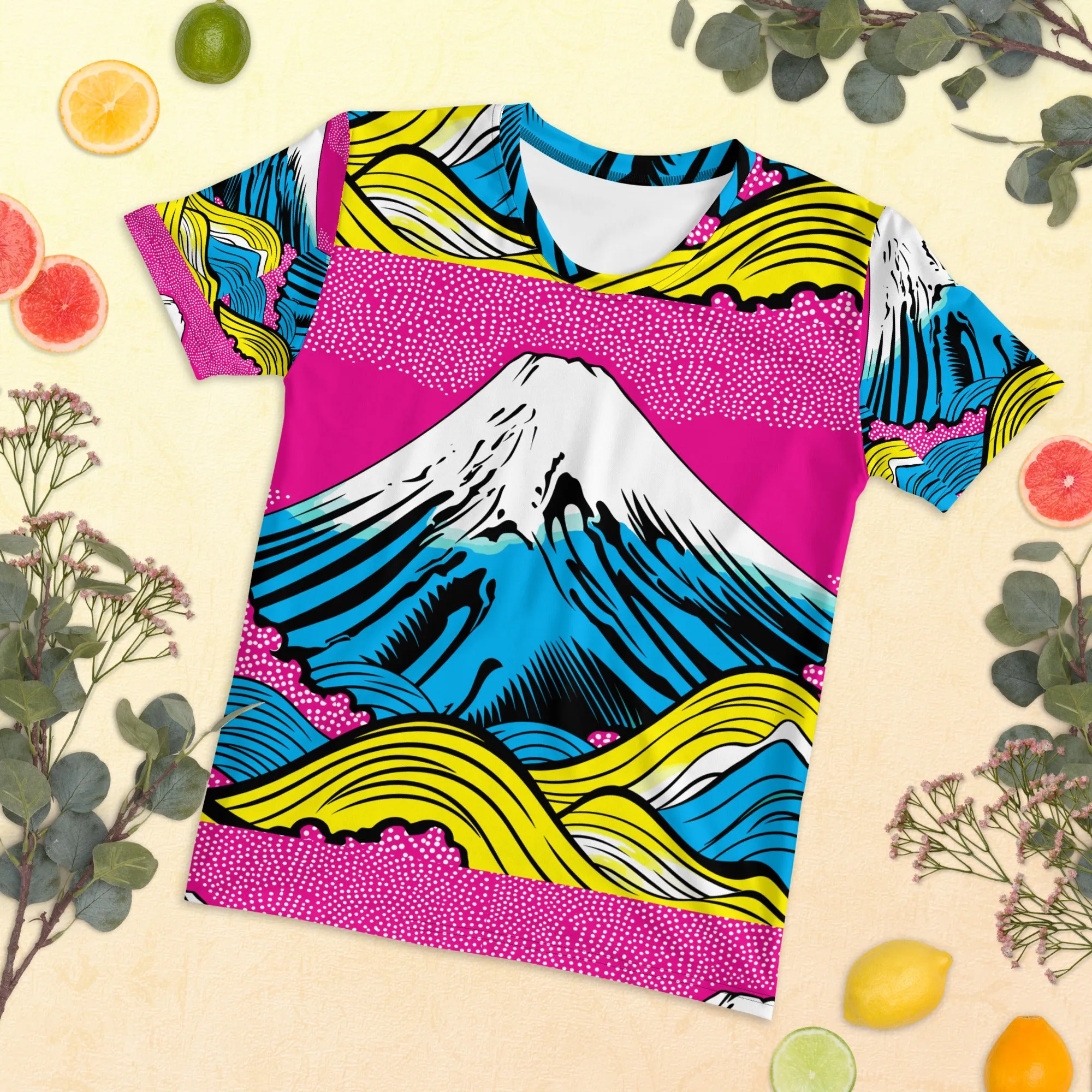 Stand Out in the Ring with Mt Fuji Pop Art Short Sleeve Rash Guards 002