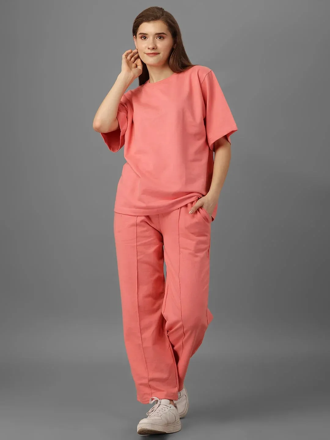 SXV  Solid Premium plain "Pink"Cool Aesthetic Oversized T-shirt