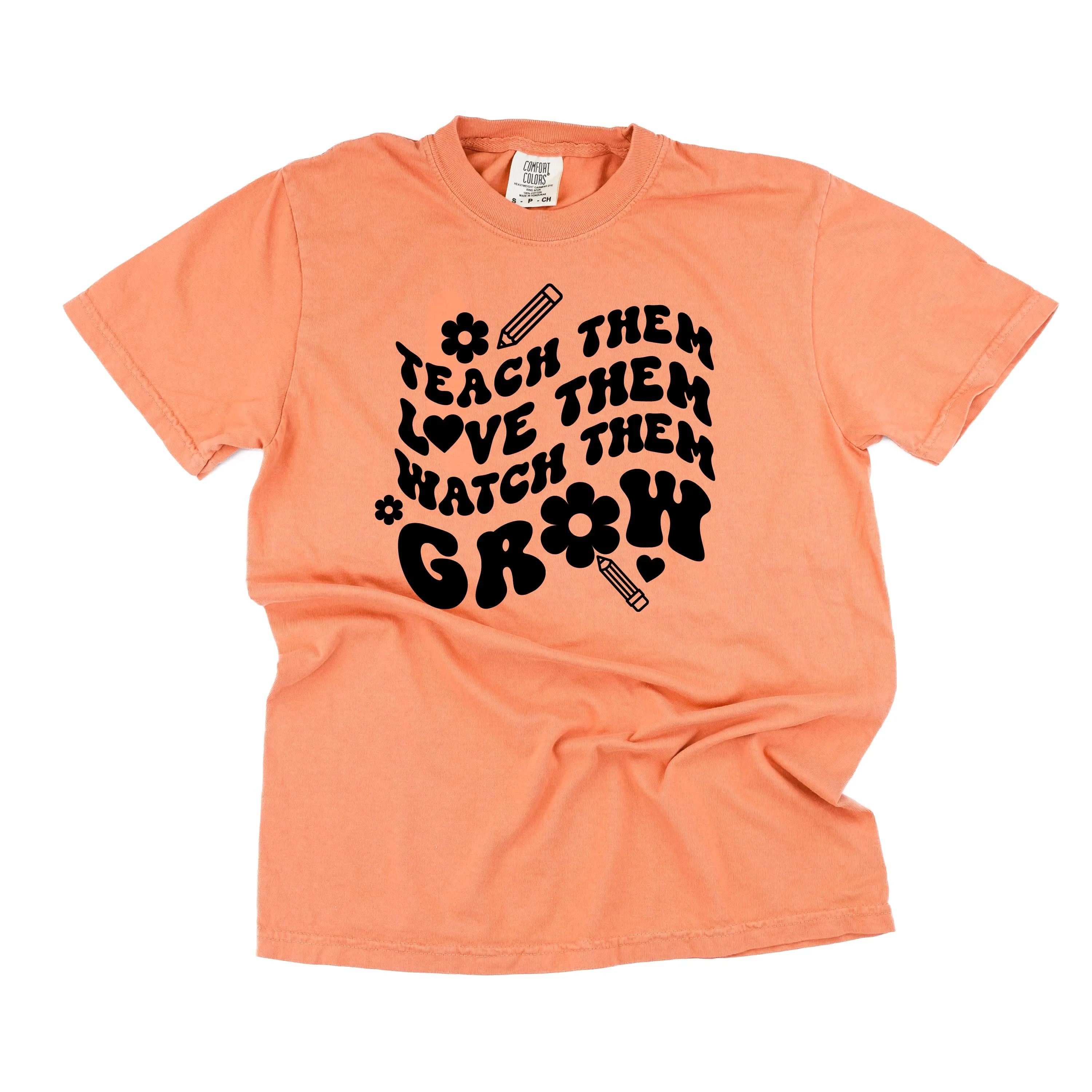 Teach Them Love Them Watch Them Grow (Back to School Version) - SHORT SLEEVE COMFORT COLORS TEE