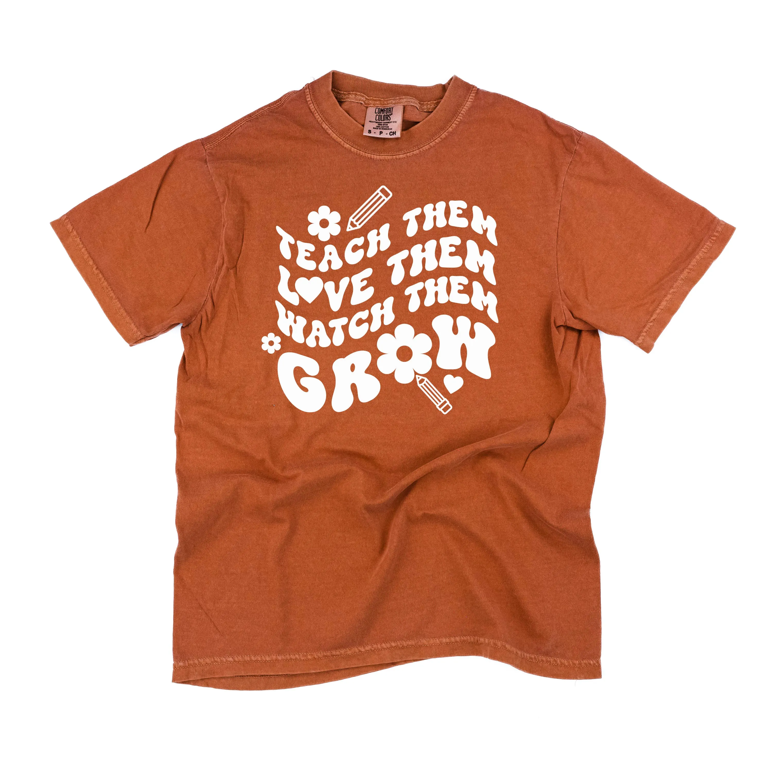 Teach Them Love Them Watch Them Grow (Back to School Version) - SHORT SLEEVE COMFORT COLORS TEE