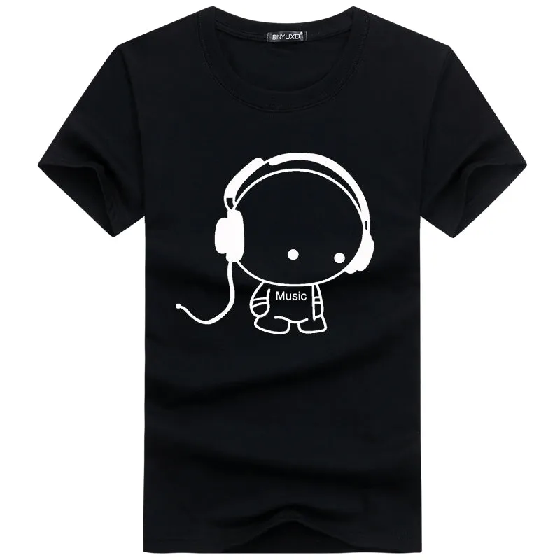 Top Quality Headset Cartoon Printed T-shirt