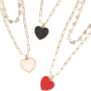 Two Layered Druzy Heart Necklace