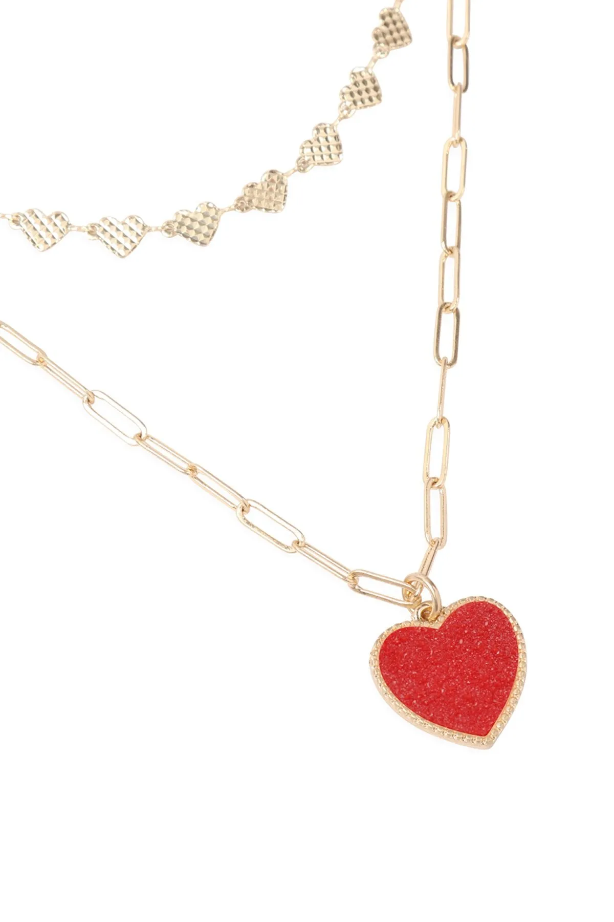 Two Layered Druzy Heart Necklace