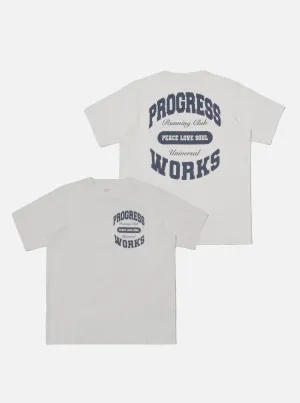 Universal Works x Progress Running Club Print Tee in Ecru Single Jersey