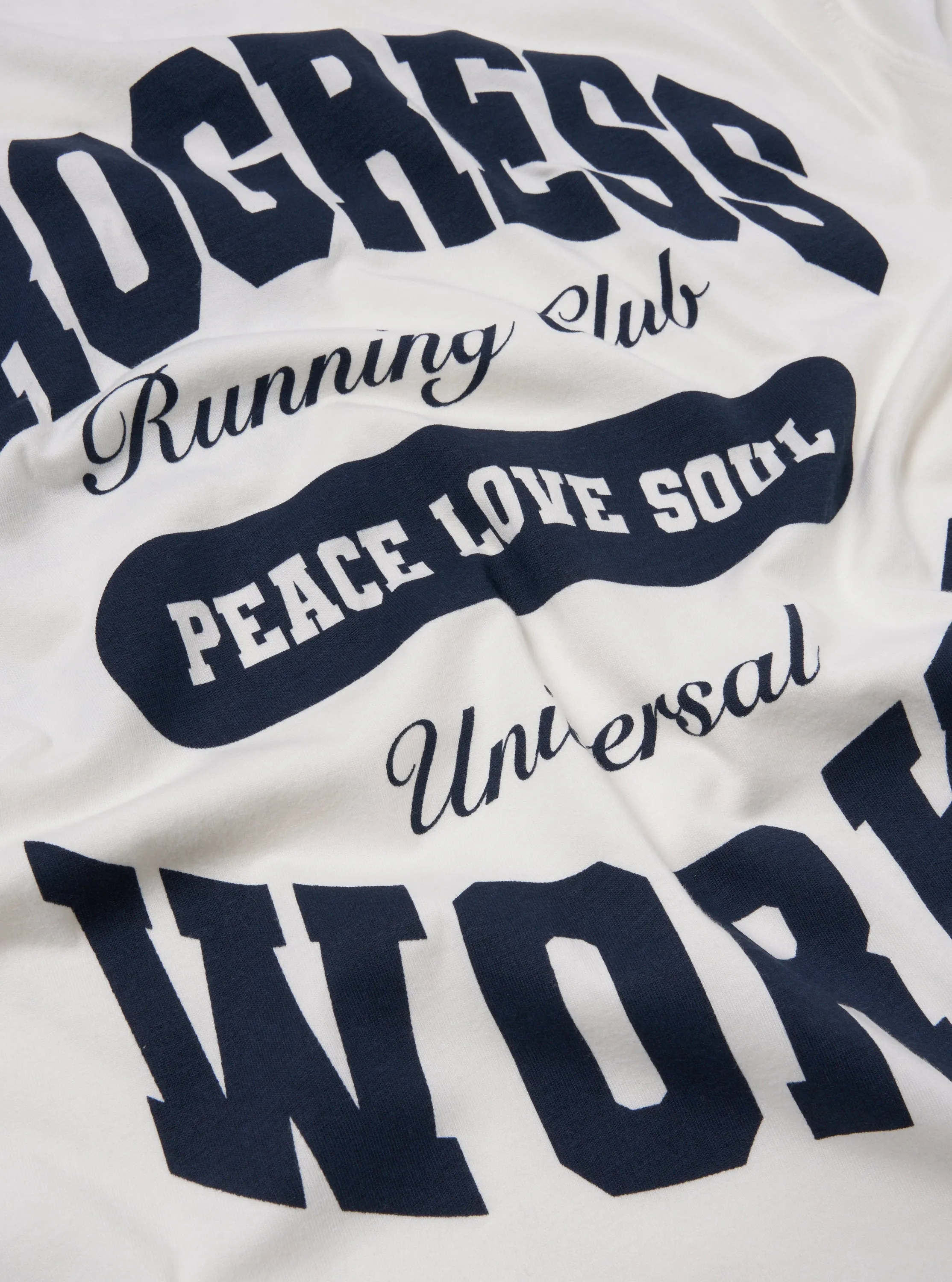 Universal Works x Progress Running Club Print Tee in Ecru Single Jersey