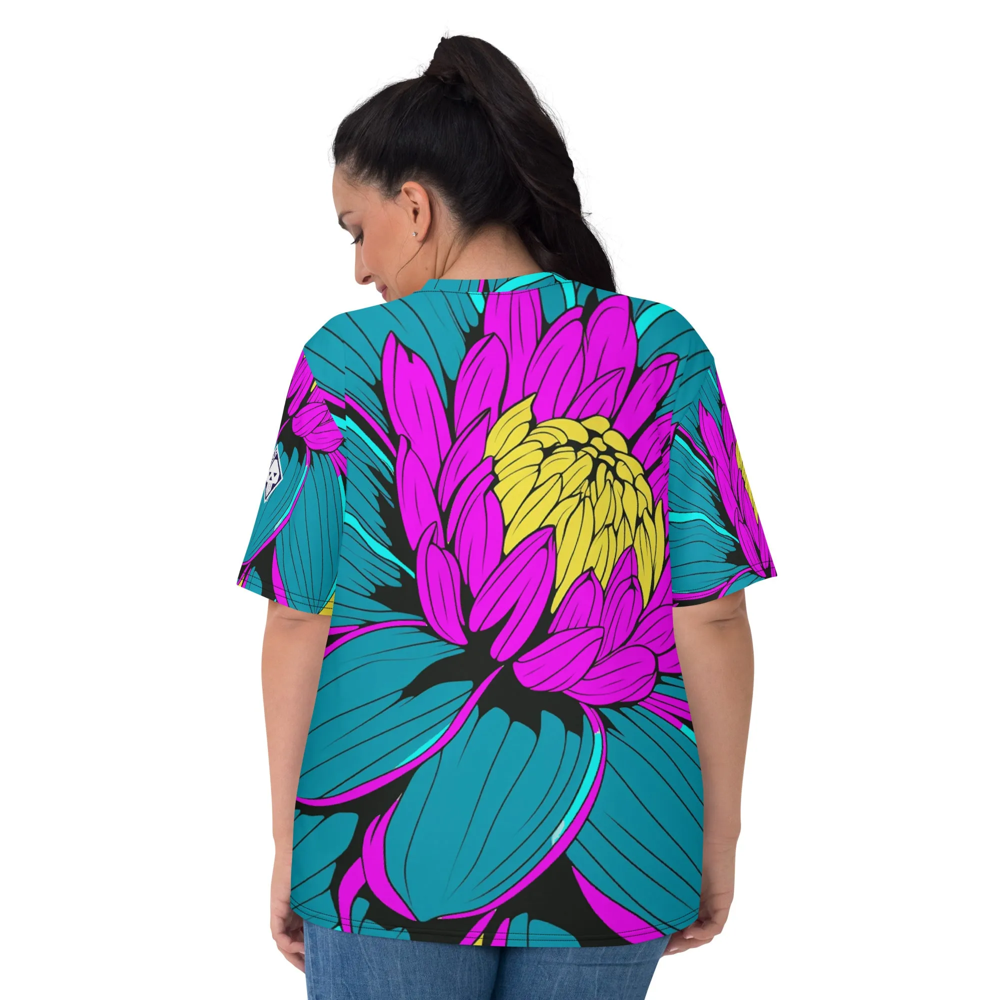 Unleash Your Inner Pop Art Fan with Women's Dahlia Print BJJ Short Sleeve Rash Guard 001