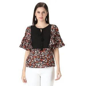 WOMEN BLACK FRILL TOP