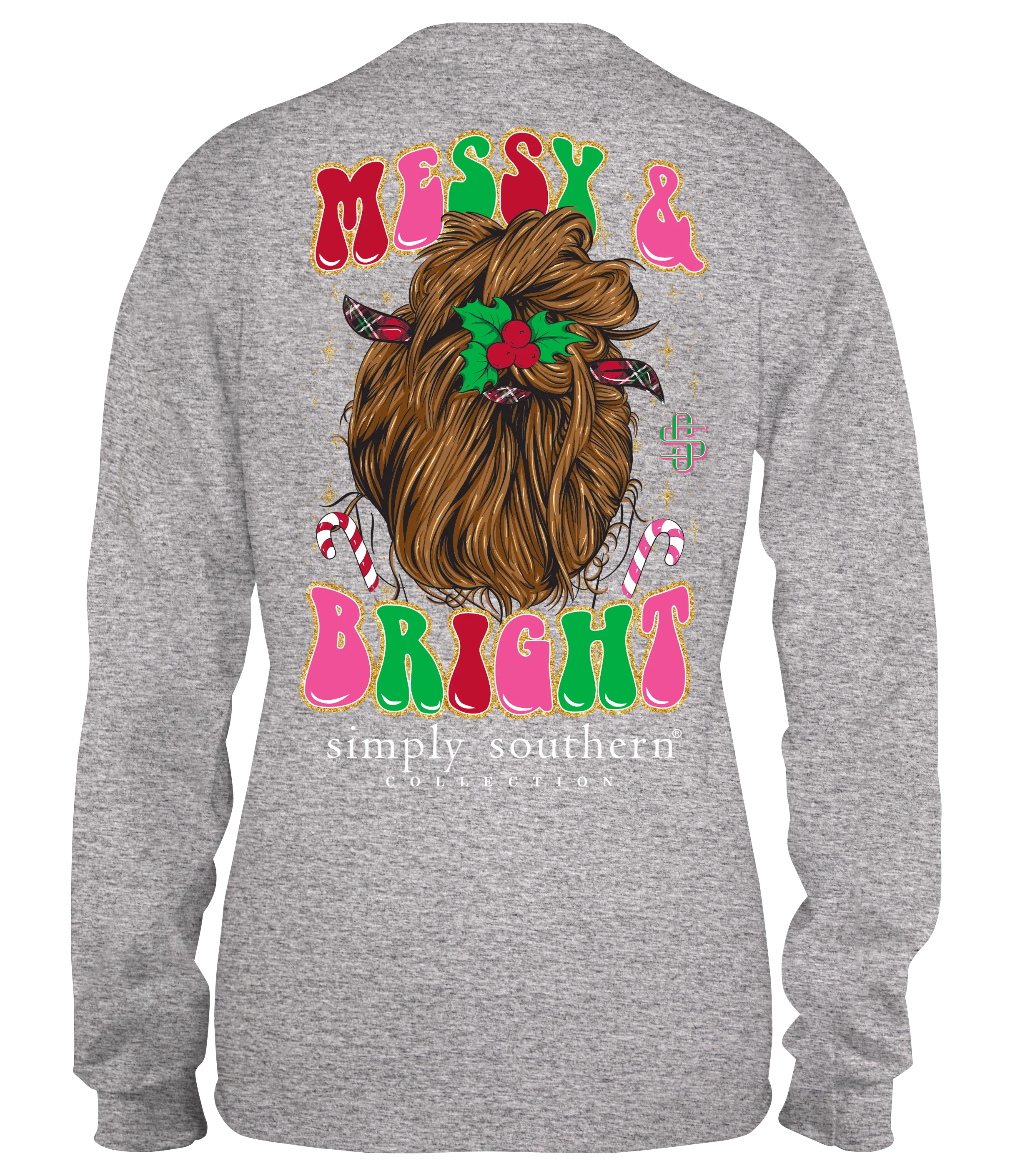 Youth 'Messy & Bright' Christmas Long Sleeve Tee by Simply Southern